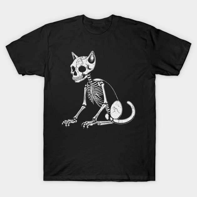 Vintage skeleton cat T-Shirt by RusticVintager